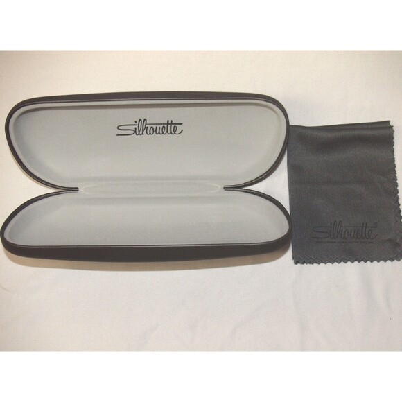 Silhouette Medium Grey Hard Clamshell Eyeglasses Case & Cleaning Cloth Designer - Picture 1 of 3